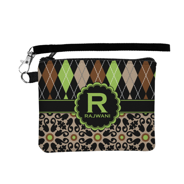 Custom Argyle & Moroccan Mosaic Wristlet ID Case w/ Name and Initial