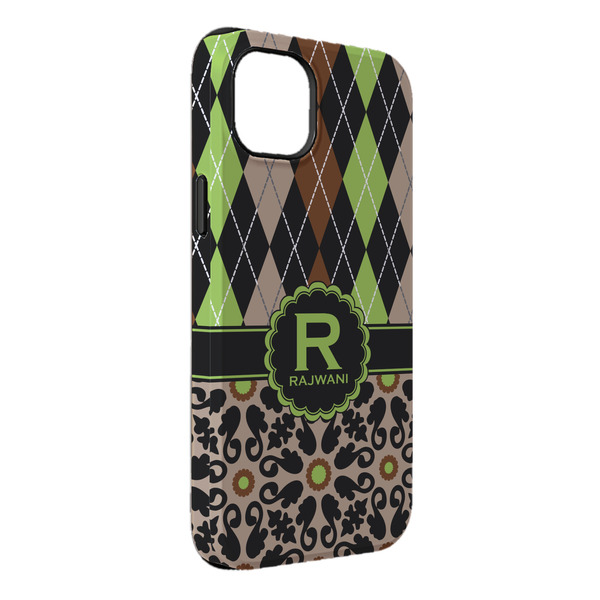 Custom Argyle & Moroccan Mosaic iPhone Case - Rubber Lined - iPhone 14 Plus (Personalized)