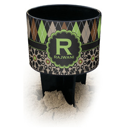 Argyle & Moroccan Mosaic Black Beach Spiker Drink Holder (Personalized)