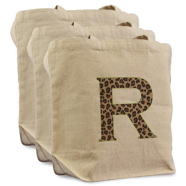 Custom Granite Leopard Reusable Cotton Grocery Bags - Set of 3 (Personalized)