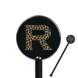 Granite Leopard 5.5" Round Plastic Stir Sticks - Black - Double Sided (Personalized)