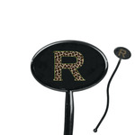 Granite Leopard 7" Oval Plastic Stir Sticks - Black - Single Sided (Personalized)