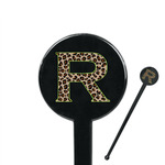 Granite Leopard 7" Round Plastic Stir Sticks - Black - Single Sided (Personalized)