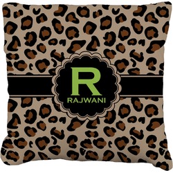 Granite Leopard Faux-Linen Throw Pillow 16" (Personalized)