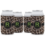 Granite Leopard Can Cooler (12 oz) - Set of 4 w/ Name and Initial