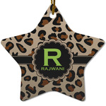 Granite Leopard Star Ceramic Ornament w/ Name and Initial