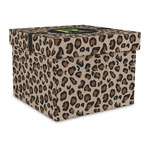 Granite Leopard Gift Box with Lid - Canvas Wrapped - Large (Personalized)