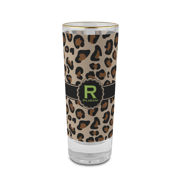 Custom Granite Leopard 2 oz Shot Glass - Glass with Gold Rim (Personalized)