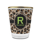 Granite Leopard Glass Shot Glass - 1.5 oz - with Gold Rim - Single (Personalized)