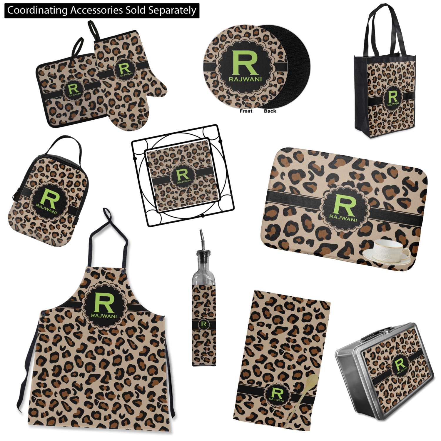 Leopard Print Design Custom Oven Mitt & Pot Holder Set