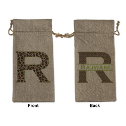 Granite Leopard Large Burlap Gift Bag - Front & Back (Personalized)