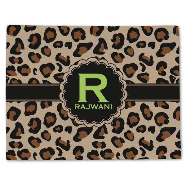 Custom Granite Leopard Single-Sided Linen Placemat - Single w/ Name and Initial