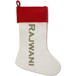 Granite Leopard Red Linen Stocking (Personalized)