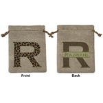 Granite Leopard Medium Burlap Gift Bag - Front & Back (Personalized)