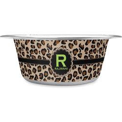 Granite Leopard Stainless Steel Dog Bowl - Medium (Personalized)