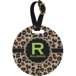 Granite Leopard Plastic Luggage Tag - Round (Personalized)