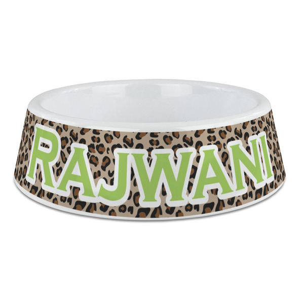 Custom Granite Leopard Plastic Dog Bowl - Large (Personalized)