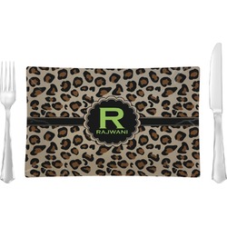 Granite Leopard Rectangular Glass Lunch / Dinner Plate - Single or Set (Personalized)