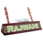 Granite Leopard Red Mahogany Nameplate with Business Card Holder (Personalized)