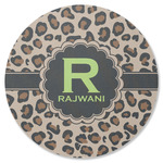 Granite Leopard Round Rubber Backed Coaster (Personalized)