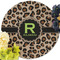 Granite Leopard Round Linen Placemats - Front (w flowers)