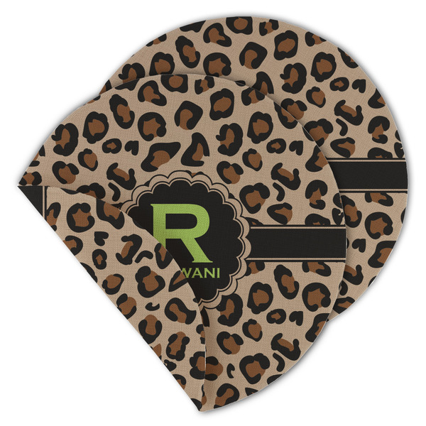 Custom Granite Leopard Round Linen Placemat - Double Sided - Set of 4 (Personalized)