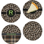 Granite Leopard Set of 4 Glass Appetizer / Dessert Plate 8" (Personalized)