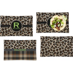 Granite Leopard Set of 4 Glass Rectangular Lunch / Dinner Plate (Personalized)