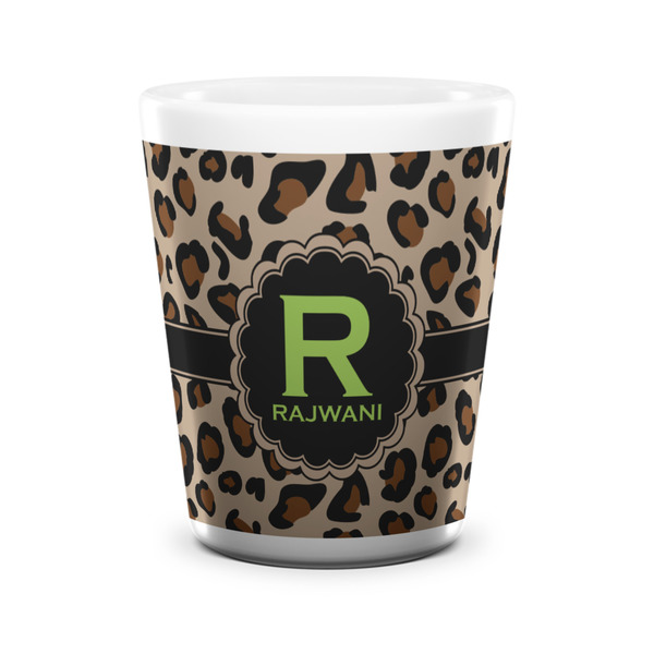 Custom Granite Leopard Ceramic Shot Glass - 1.5 oz - White - Single (Personalized)