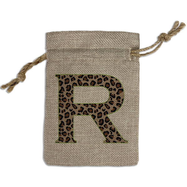 Custom Granite Leopard Small Burlap Gift Bag - Front (Personalized)