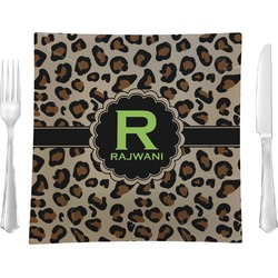 Granite Leopard 9.5" Glass Square Lunch / Dinner Plate- Single or Set of 4 (Personalized)