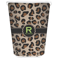 Granite Leopard Waste Basket - Double Sided (White) (Personalized)