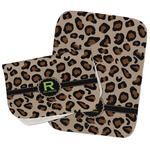 Granite Leopard Burp Cloths - Fleece - Set of 2 w/ Name and Initial