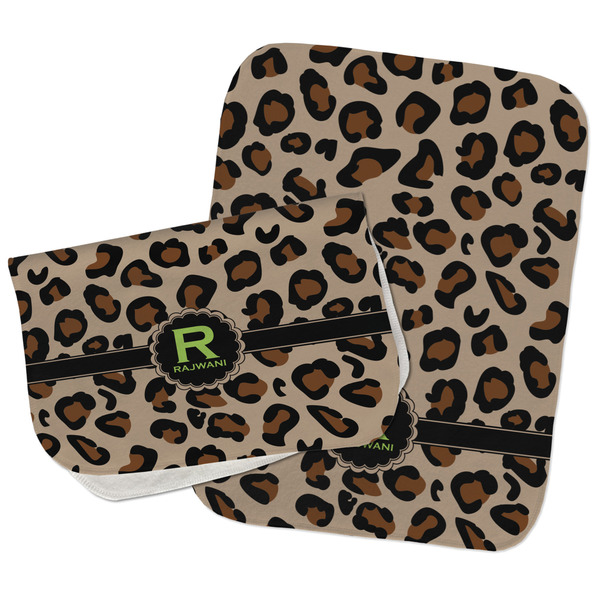 Custom Granite Leopard Burp Cloths - Fleece - Set of 2 w/ Name and Initial