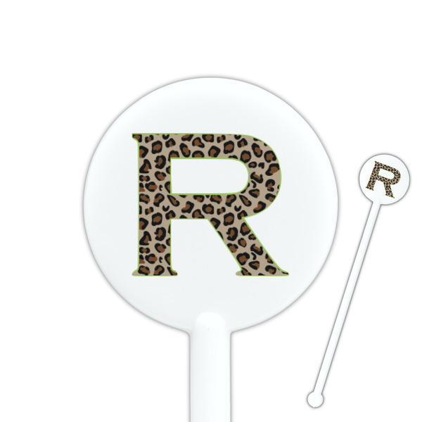 Custom Granite Leopard 5.5" Round Plastic Stir Sticks - White - Single Sided (Personalized)