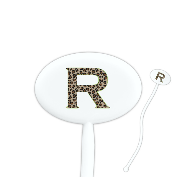 Custom Granite Leopard 7" Oval Plastic Stir Sticks - White - Single Sided (Personalized)