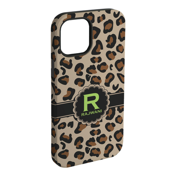 Custom Granite Leopard iPhone Case - Rubber Lined - iPhone 15 Plus (Personalized)