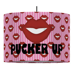 Lips (Pucker Up) 16" Drum Pendant Lamp - Fabric