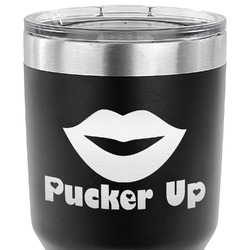 Lips (Pucker Up) 30 oz Stainless Steel Tumbler - Black - Double Sided