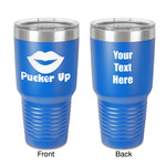 Lips (Pucker Up) 30 oz Stainless Steel Tumbler - Royal Blue - Double-Sided