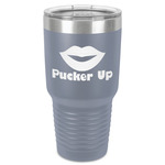 Lips (Pucker Up) 30 oz Stainless Steel Tumbler - Grey - Single-Sided