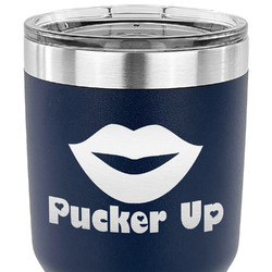 Lips (Pucker Up) 30 oz Stainless Steel Tumbler - Navy - Single Sided