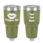 Lips (Pucker Up) 30 oz Stainless Steel Tumbler - Olive - Double-Sided