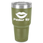 Lips (Pucker Up) 30 oz Stainless Steel Tumbler - Olive - Single-Sided