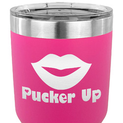 Lips (Pucker Up) 30 oz Stainless Steel Tumbler - Pink - Double Sided