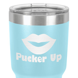 Lips (Pucker Up) 30 oz Stainless Steel Tumbler - Teal - Double-Sided