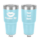 Lips (Pucker Up) 30 oz Stainless Steel Tumbler - Teal - Double-Sided