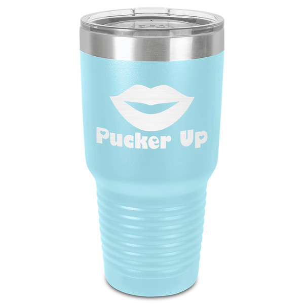 Custom Lips (Pucker Up) 30 oz Stainless Steel Tumbler - Teal - Single-Sided