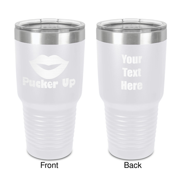 Custom Lips (Pucker Up) 30 oz Stainless Steel Tumbler - White - Double-Sided