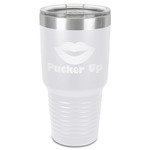 Lips (Pucker Up) 30 oz Stainless Steel Tumbler - White - Single-Sided